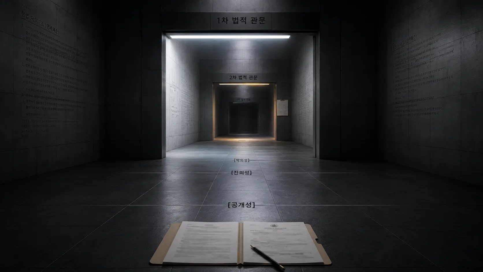명예훼손 고소 대응을 목전에 둔 피의자의 심경을 그린 이미지